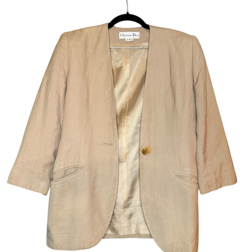 Vintage 1970s / 1980s Christian Dior Tan Pantsuit - Picture 12 of 15